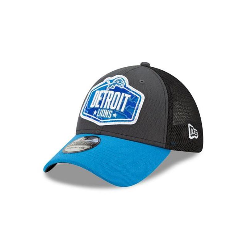 NFL Detroit Lions Draft 39Thirty Stretch Fit (KYB3558) - Grey New Era Caps